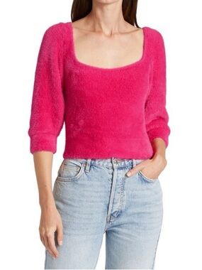 1221. FREE PEOPLE Moonbeam Pullover Sweater in  Raspberry Pop Sz XS NWT $98